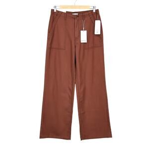 NWT Kensie High-Rise Wide Leg Cargo Trouser Pant Cappuccino Brown Size 8/29
